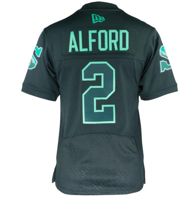 NCAA Men CUSTOM  Saskatchewan Roughrider #2 Alford NATION ALT black JERSEY->women mlb jersey->Women Jersey